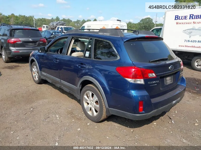 4S4BRDLC5B2331820 2011 Subaru Outback 3.6R Limited