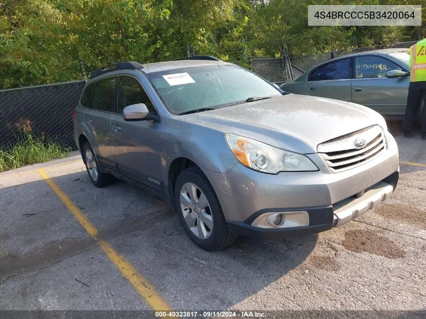 2011 Subaru Outback 2.5I Premium VIN: 4S4BRCCC5B3420064 Lot: 40323817