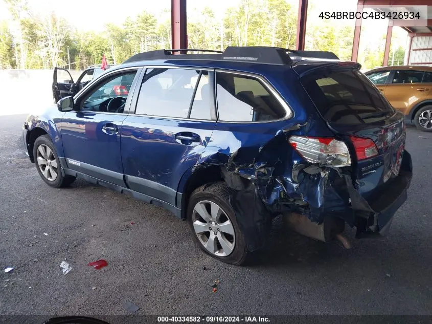 4S4BRBCC4B3426934 2011 Subaru Outback 2.5I Premium