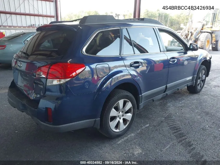 4S4BRBCC4B3426934 2011 Subaru Outback 2.5I Premium