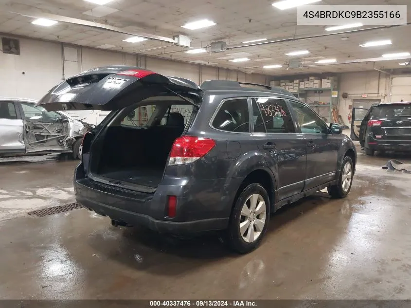 2011 Subaru Outback 3.6R Limited VIN: 4S4BRDKC9B2355166 Lot: 40337476