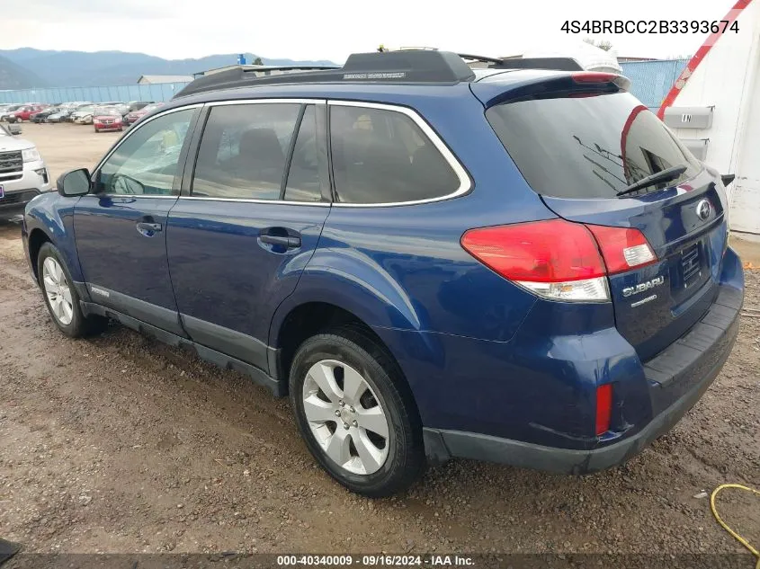 2011 Subaru Outback 2.5I Premium VIN: 4S4BRBCC2B3393674 Lot: 40340009