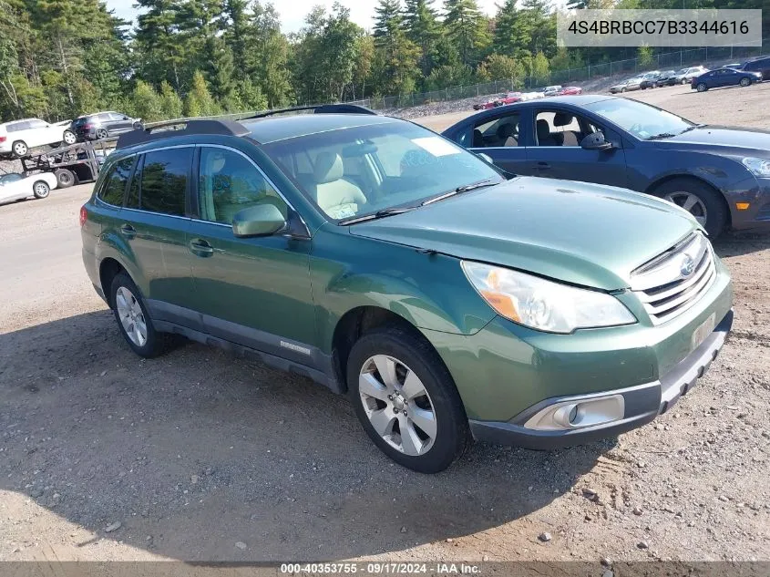 2011 Subaru Outback 2.5I Premium VIN: 4S4BRBCC7B3344616 Lot: 40353755