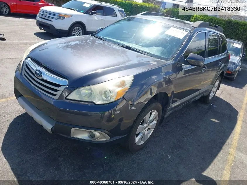 2011 Subaru Outback 2.5I Limited VIN: 4S4BRBKC7B3418330 Lot: 40360701