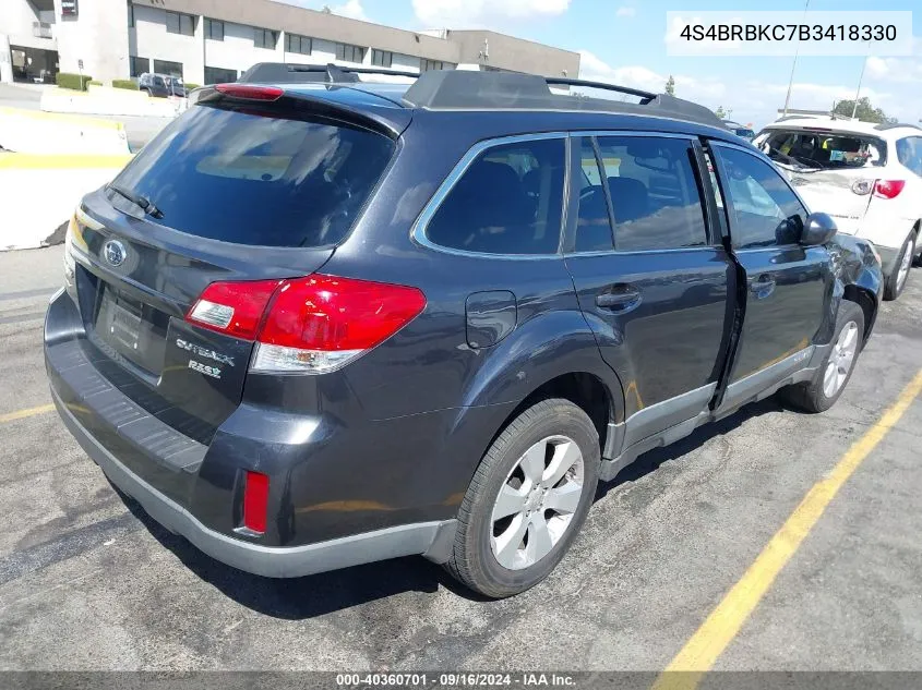 2011 Subaru Outback 2.5I Limited VIN: 4S4BRBKC7B3418330 Lot: 40360701