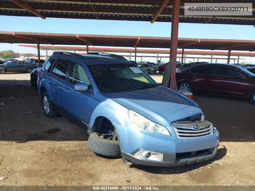 2011 Subaru Outback 2.5I Premium VIN: 4S4BRBGCXB3320711 Lot: 40374499