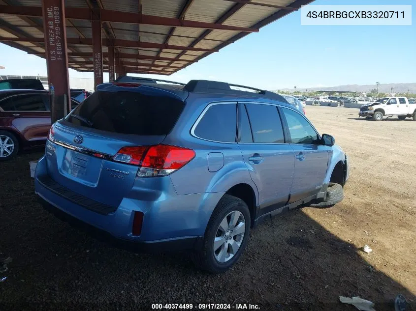 2011 Subaru Outback 2.5I Premium VIN: 4S4BRBGCXB3320711 Lot: 40374499