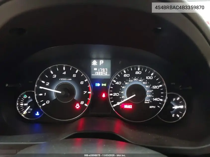 4S4BRBAC4B3359870 2011 Subaru Outback 2.5I