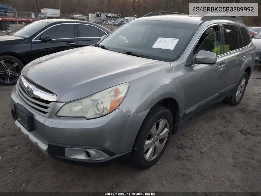 4S4BRBKC5B3389992 2011 Subaru Outback 2.5I Limited