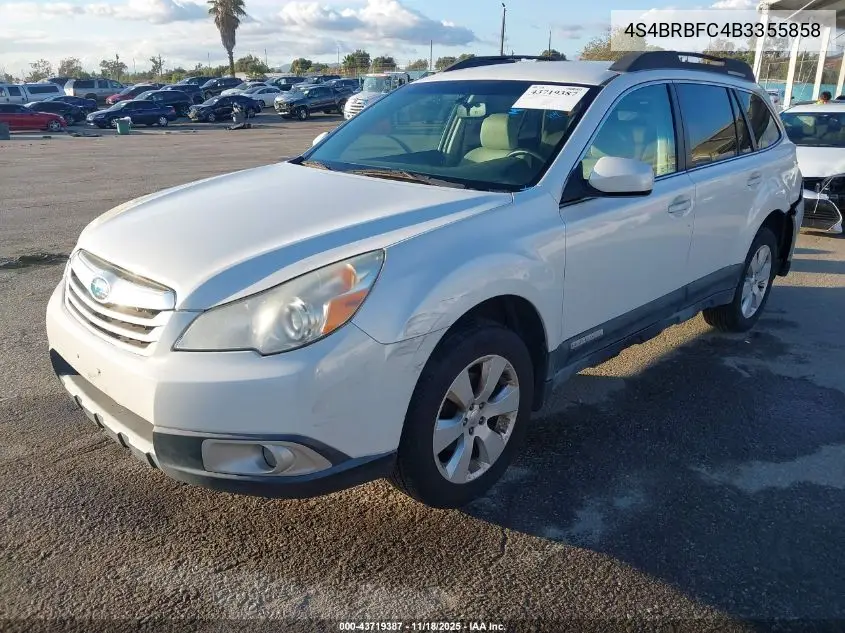 4S4BRBFC4B3355858 2011 Subaru Outback 2.5I Premium
