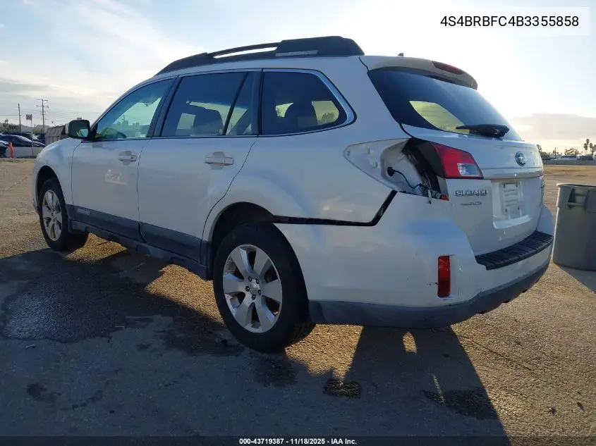 4S4BRBFC4B3355858 2011 Subaru Outback 2.5I Premium