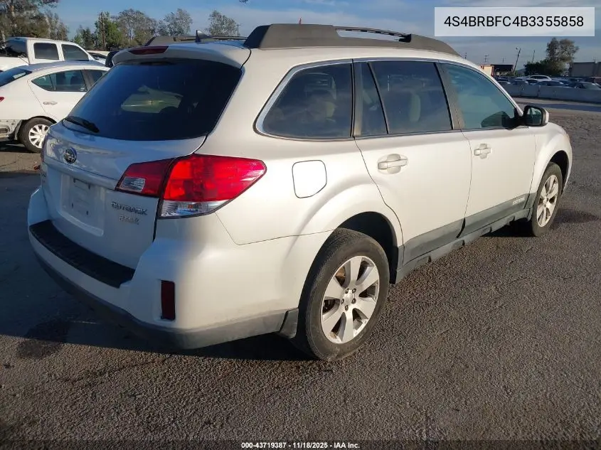4S4BRBFC4B3355858 2011 Subaru Outback 2.5I Premium