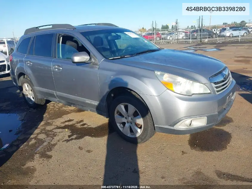 4S4BRBGC3B3398280 2011 Subaru Outback 2.5I Premium