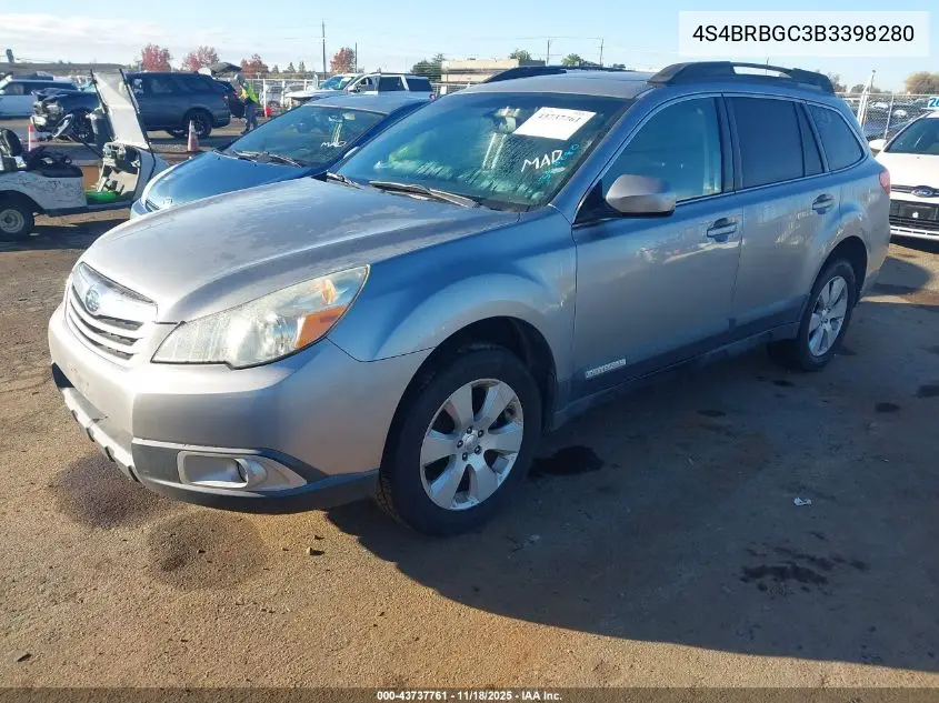 4S4BRBGC3B3398280 2011 Subaru Outback 2.5I Premium
