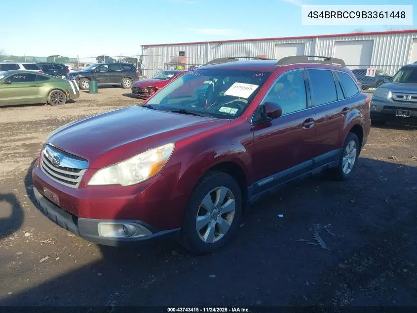 4S4BRBCC9B3361448 2011 Subaru Outback 2.5I Premium
