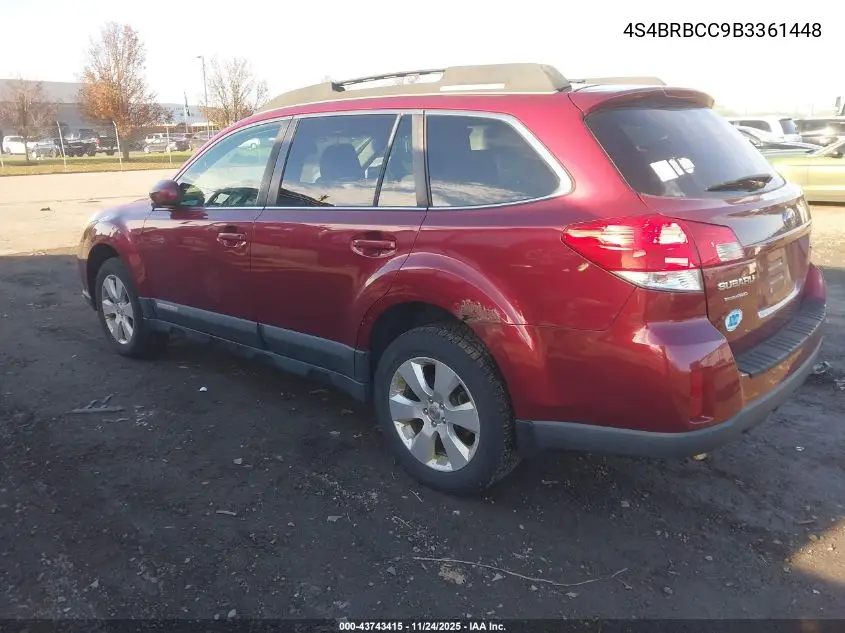 4S4BRBCC9B3361448 2011 Subaru Outback 2.5I Premium