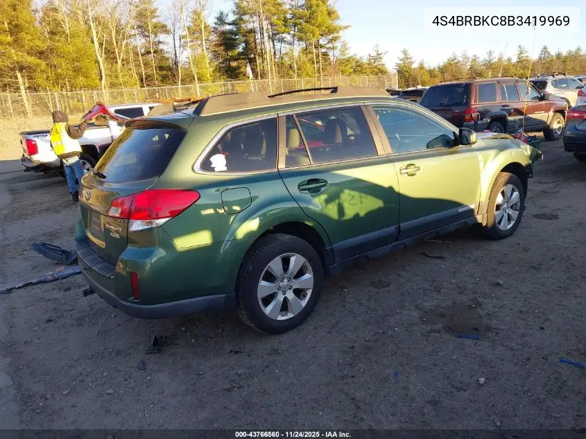4S4BRBKC8B3419969 2011 Subaru Outback 2.5I Limited