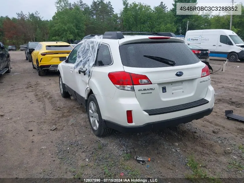 2012 Subaru Outback VIN: 4S4BRGBC3C3288352 Lot: 12037590