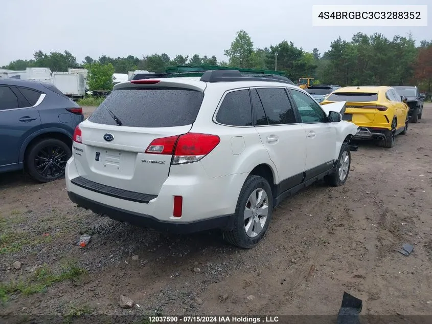 2012 Subaru Outback VIN: 4S4BRGBC3C3288352 Lot: 12037590