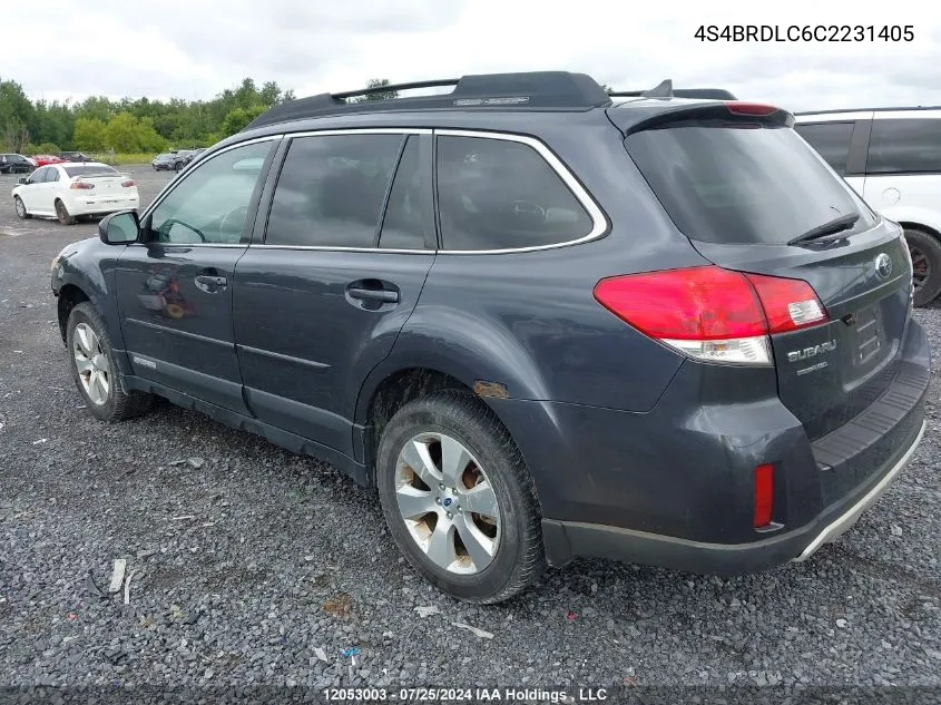 2012 Subaru Outback 3.6R Limited VIN: 4S4BRDLC6C2231405 Lot: 12053003