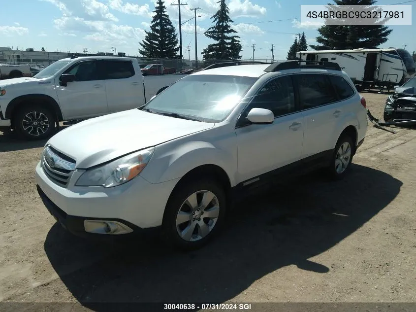 2012 Subaru Outback 2.5I VIN: 4S4BRGBC9C3217981 Lot: 30040638