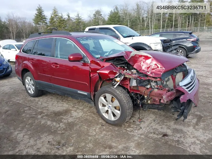 2012 Subaru Outback 2.5I Limited VIN: 4S4BRBKC5C3236711 Lot: 39378659