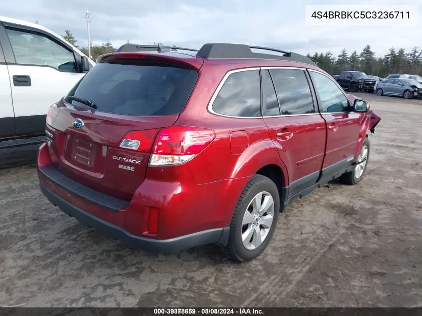 2012 Subaru Outback 2.5I Limited VIN: 4S4BRBKC5C3236711 Lot: 39378659