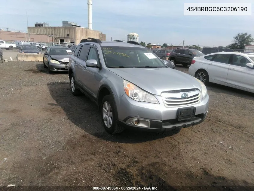 4S4BRBGC6C3206190 2012 Subaru Outback 2.5I Premium