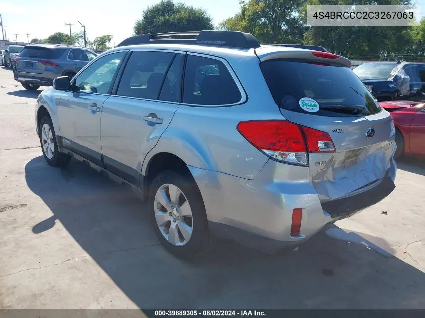 2012 Subaru Outback 2.5I Premium VIN: 4S4BRCCC2C3267063 Lot: 39889305