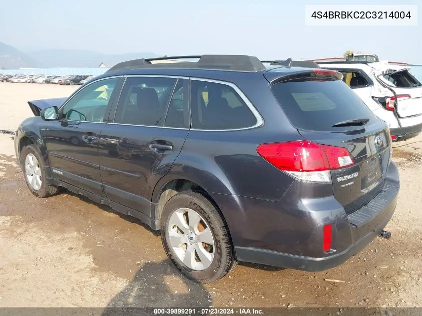 2012 Subaru Outback 2.5I Limited VIN: 4S4BRBKC2C3214004 Lot: 39899291