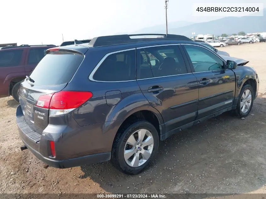 2012 Subaru Outback 2.5I Limited VIN: 4S4BRBKC2C3214004 Lot: 39899291