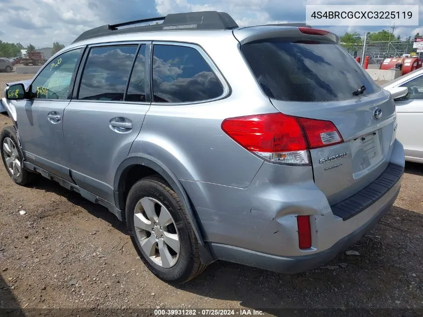 2012 Subaru Outback 2.5I Premium VIN: 4S4BRCGCXC3225119 Lot: 39931282