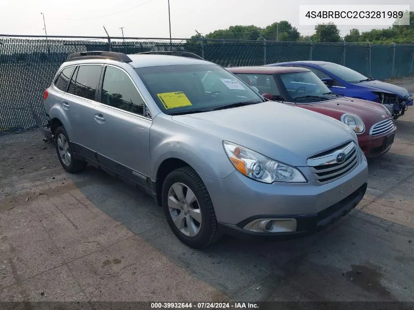 2012 Subaru Outback 2.5I Premium VIN: 4S4BRBCC2C3281989 Lot: 39932644