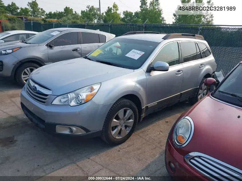 2012 Subaru Outback 2.5I Premium VIN: 4S4BRBCC2C3281989 Lot: 39932644