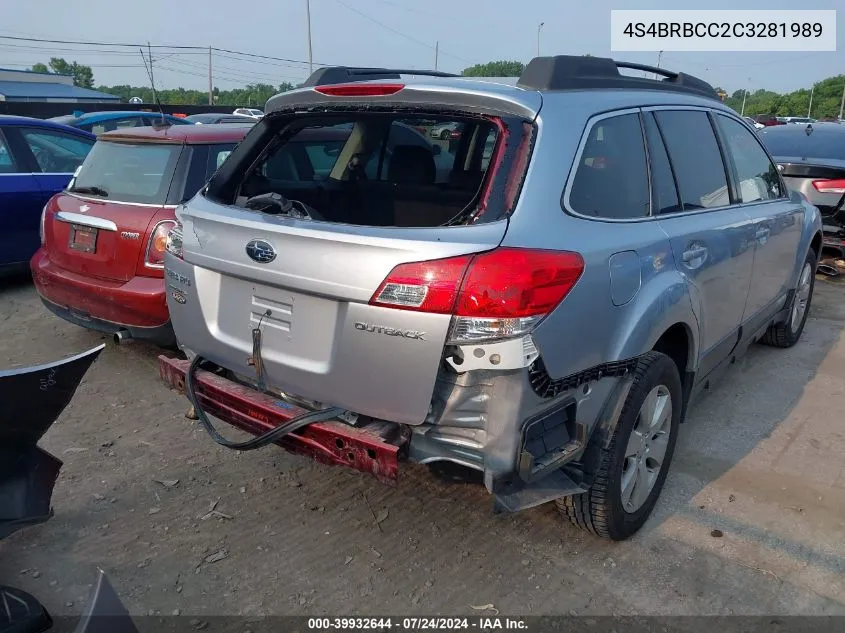 2012 Subaru Outback 2.5I Premium VIN: 4S4BRBCC2C3281989 Lot: 39932644