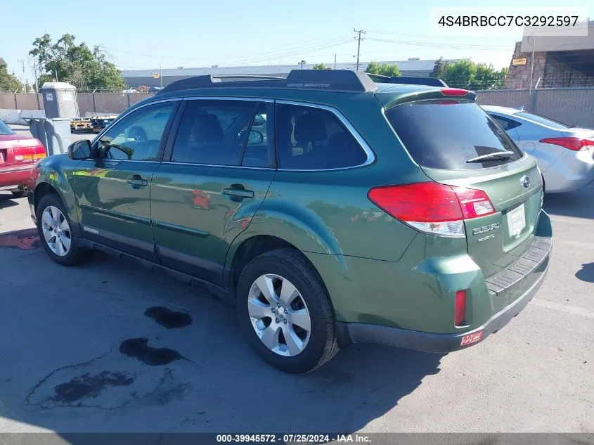 2012 Subaru Outback 2.5I Premium VIN: 4S4BRBCC7C3292597 Lot: 39945572