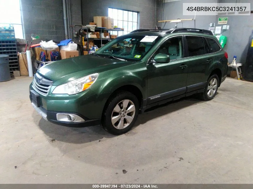 4S4BRBKC5C3241357 2012 Subaru Outback 2.5I Limited