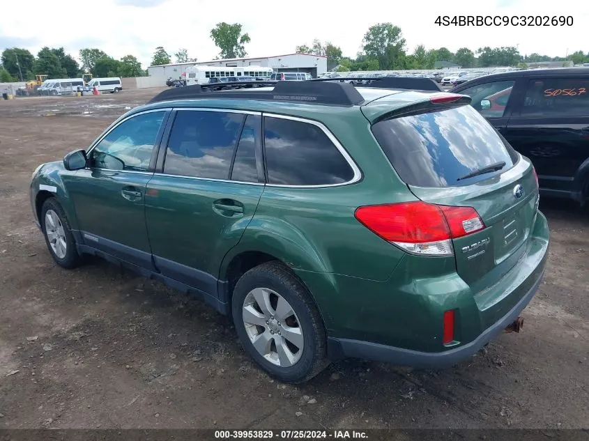 2012 Subaru Outback 2.5I Premium VIN: 4S4BRBCC9C3202690 Lot: 39953829