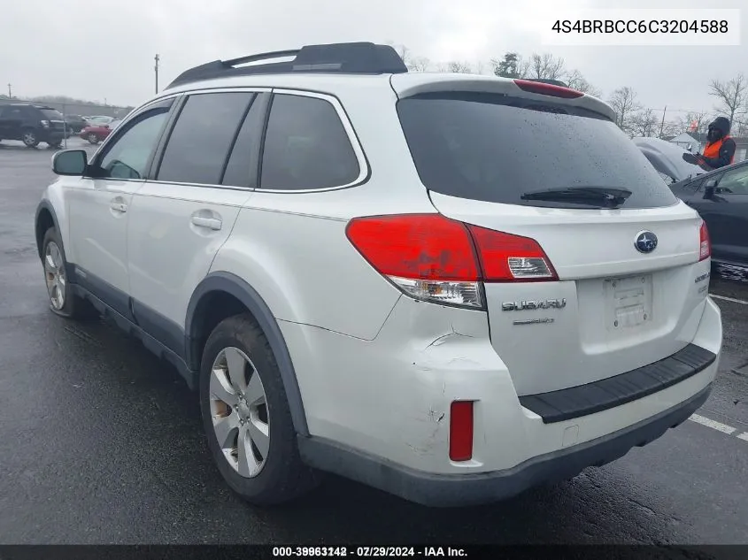 2012 Subaru Outback 2.5I Premium VIN: 4S4BRBCC6C3204588 Lot: 39963142