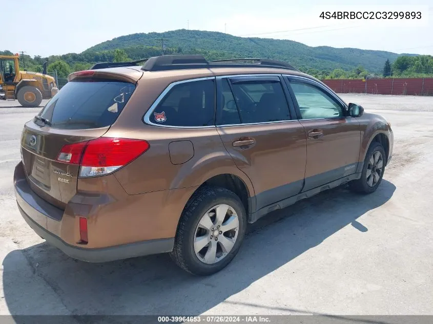 2012 Subaru Outback 2.5I Premium VIN: 4S4BRBCC2C3299893 Lot: 39964653