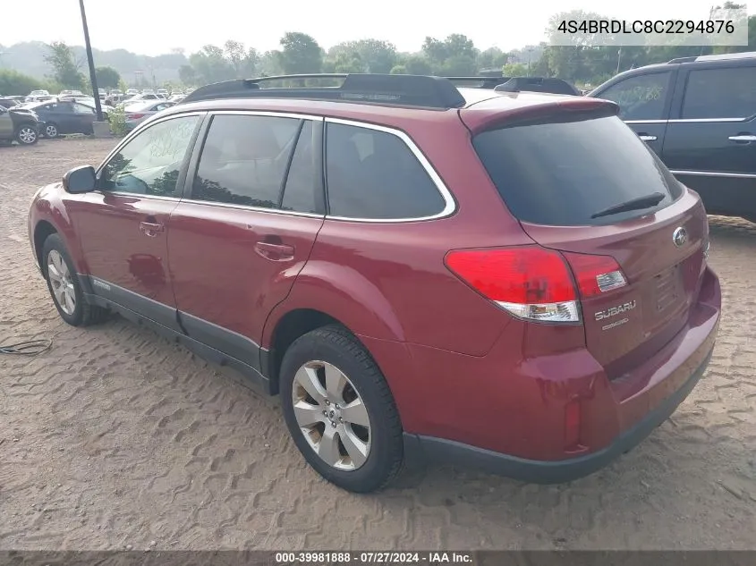 4S4BRDLC8C2294876 2012 Subaru Outback 3.6R Limited