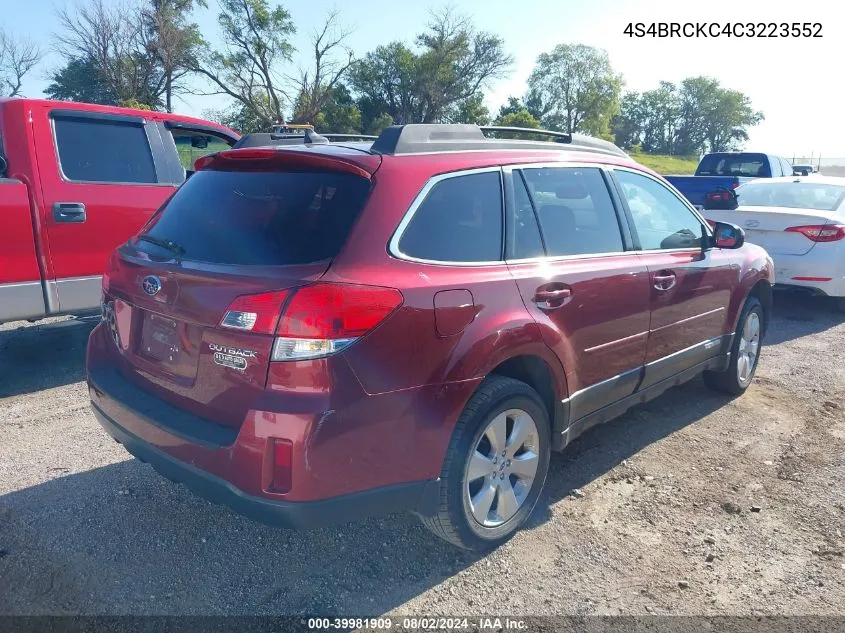 2012 Subaru Outback 2.5I Limited VIN: 4S4BRCKC4C3223552 Lot: 39981909