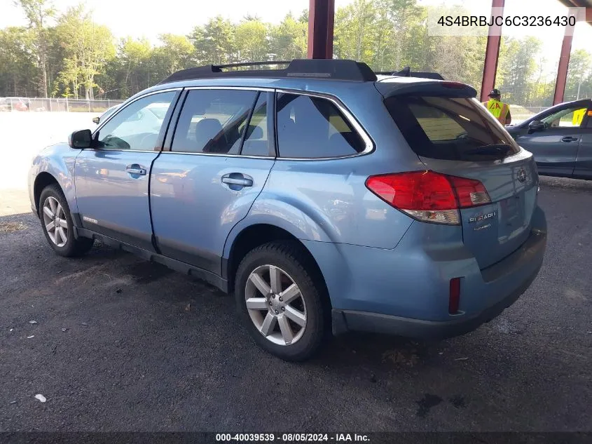 2012 Subaru Outback 2.5I Limited VIN: 4S4BRBJC6C3236430 Lot: 40039539