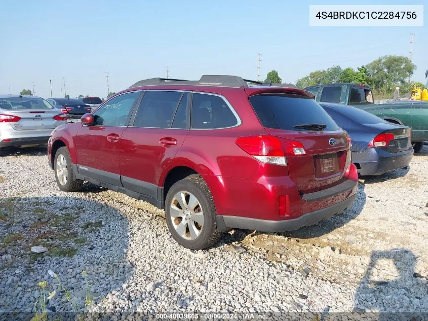 2012 Subaru Outback 3.6R Limited VIN: 4S4BRDKC1C2284756 Lot: 40039605