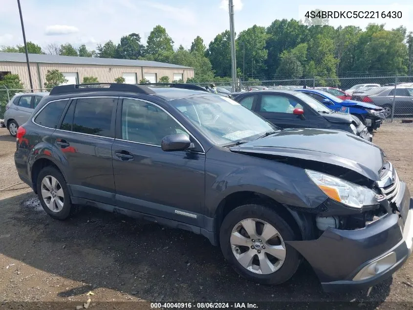 4S4BRDKC5C2216430 2012 Subaru Outback 3.6R Limited