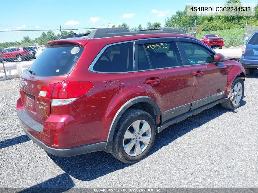 2012 Subaru Outback 3.6R Limited VIN: 4S4BRDLC3C2244533 Lot: 40045732