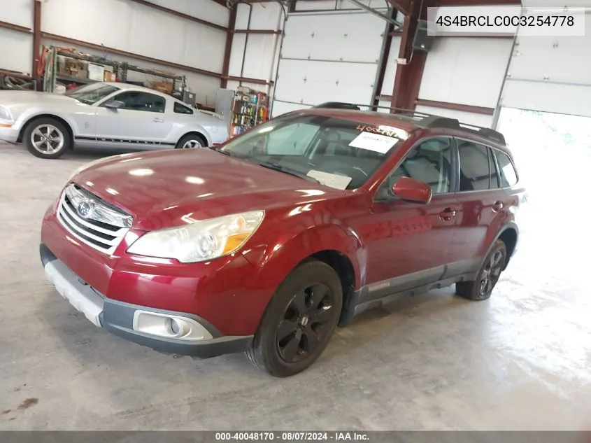 2012 Subaru Outback 2.5I Limited VIN: 4S4BRCLC0C3254778 Lot: 40048170