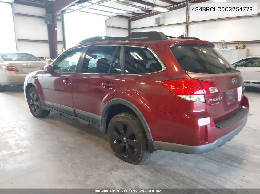 4S4BRCLC0C3254778 2012 Subaru Outback 2.5I Limited