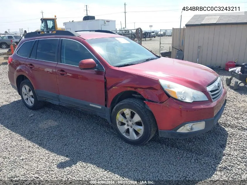 2012 Subaru Outback 2.5I Premium VIN: 4S4BRBCC0C3243211 Lot: 40052854