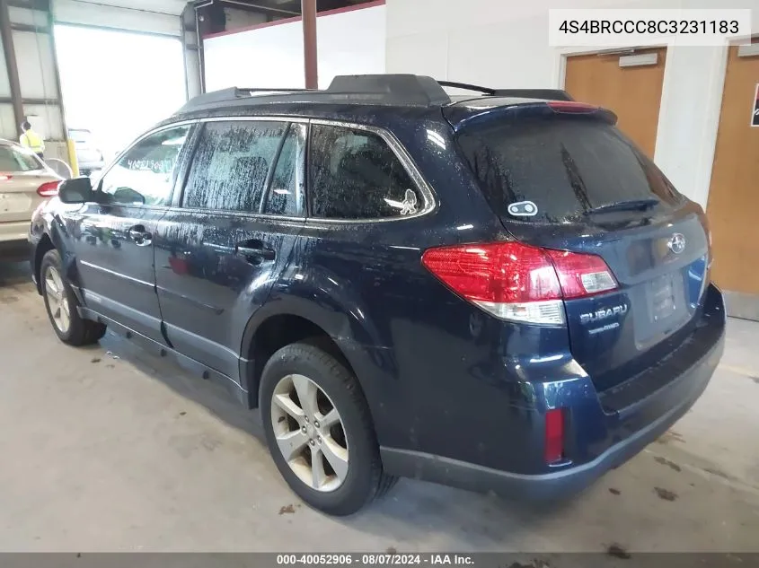 2012 Subaru Outback 2.5I Premium VIN: 4S4BRCCC8C3231183 Lot: 40052906